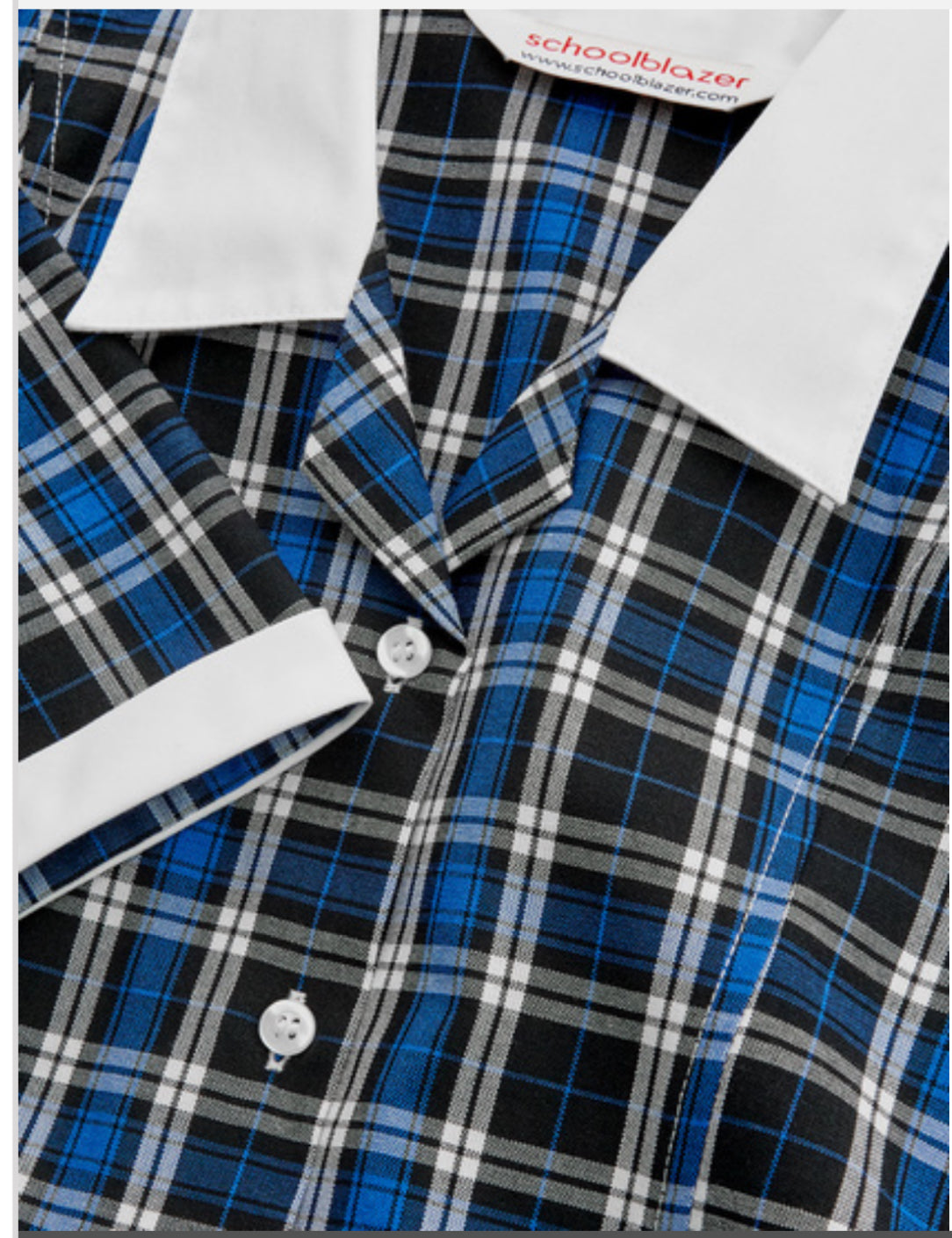 Blue/White Check Short Sleeve Revere Blouse