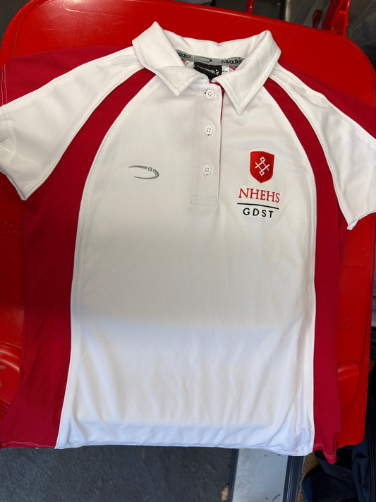 White/Red Crested Tennis Polo T-Shirt